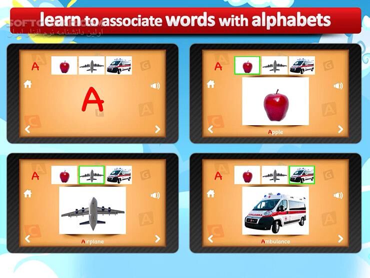 دانلود ABC for kids 3.2 for Android +2.3 - دانلود آموزش حروف انگلیسی برای بچه ها برای اندروید - سافت گذر