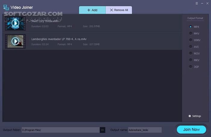 دانلود Adoreshare Video Joiner 1.0.0.2 - دانلود به هم چسباندن ویدیوها - سافت گذر