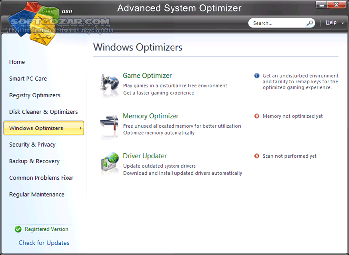 دانلود Advanced System Optimizer 3.81.8181.283 - دانلود نرم افزار قدرتمند و حرفه ای بهینه سازی سیستم - سافت گذر