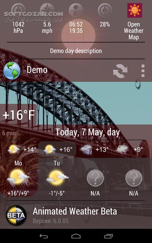 دانلود Animated Weather Widget&Clock 6.7.1.5f1 for Android +4.0 - دانلود ویجت آب و هوا برای اندروید - سافت گذر