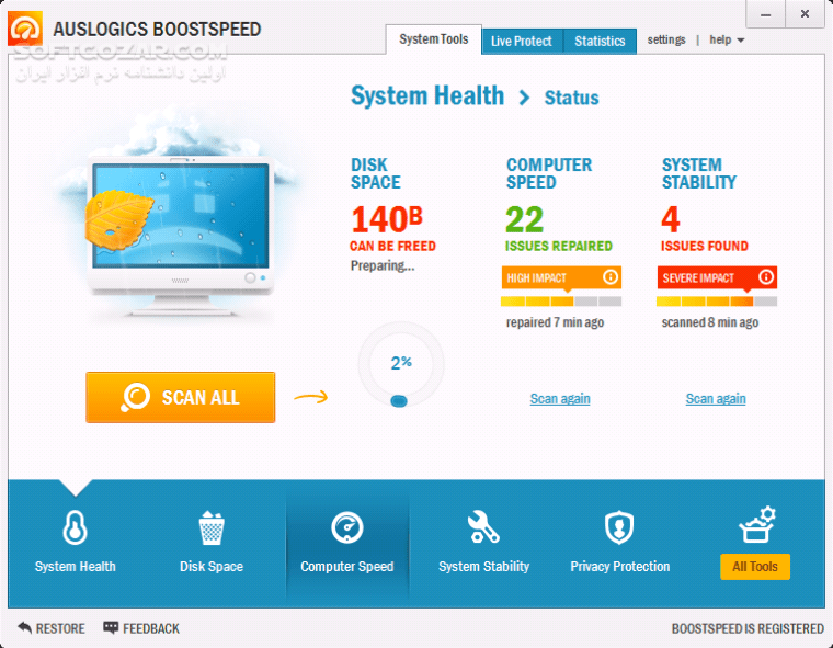 دانلود Auslogics BoostSpeed 14.1 - دانلود بوست اسپید - سافت گذر