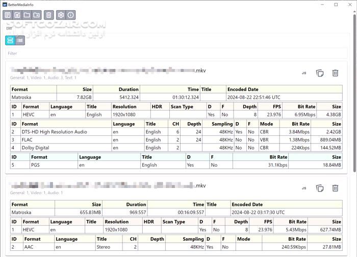 دانلود BetterMediaInfo 0.6.0 - دانلود ارائهٔ اطلاعات فنی فایل‌های صوتی و ویدئویی - سافت گذر