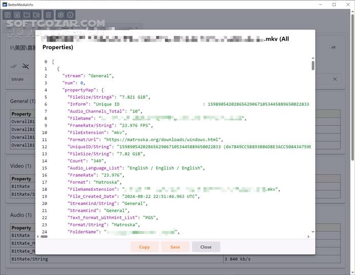 دانلود BetterMediaInfo 0.6.0 - دانلود ارائهٔ اطلاعات فنی فایل‌های صوتی و ویدئویی - سافت گذر
