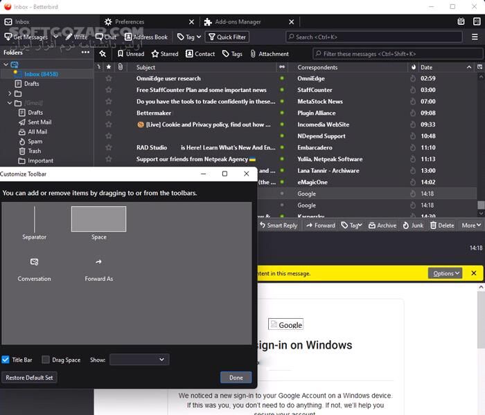 دانلود Betterbird 128.4.0 ESR (128.4.0esr-bb15) - دانلود کلاینت ایمیل - سافت گذر