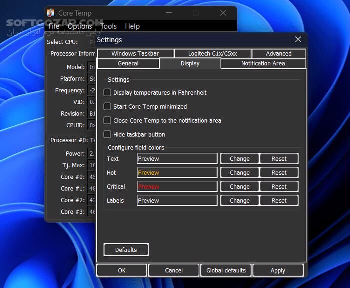 دانلود Core Temp 1.19.5.69 - دانلود نمایش دمای سی پی یو - سافت گذر