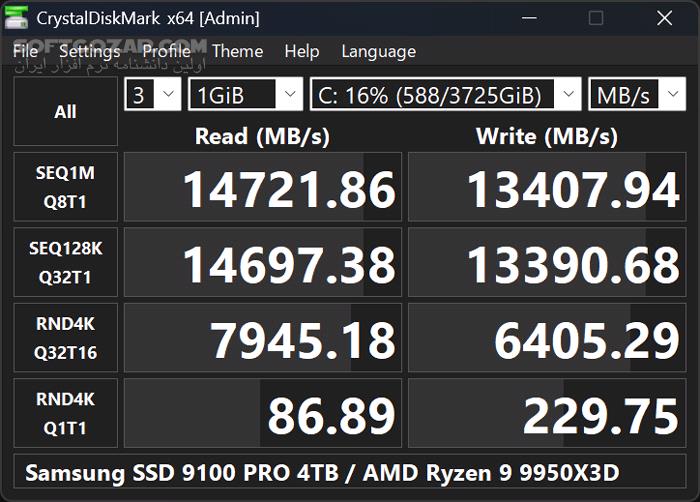 دانلود CrystalDiskMark 9.0.1 - دانلود تست سرعت هارد دیسک - سافت گذر