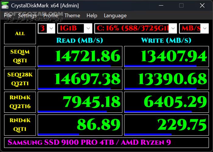 دانلود CrystalDiskMark 9.0.1 - دانلود تست سرعت هارد دیسک - سافت گذر