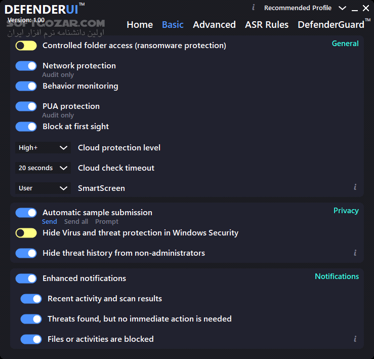 دانلود DefenderUI 1.22 DefenderUI 1.22 - دانلود افزایش کارایی ویندوز دیفندر - سافت گذر