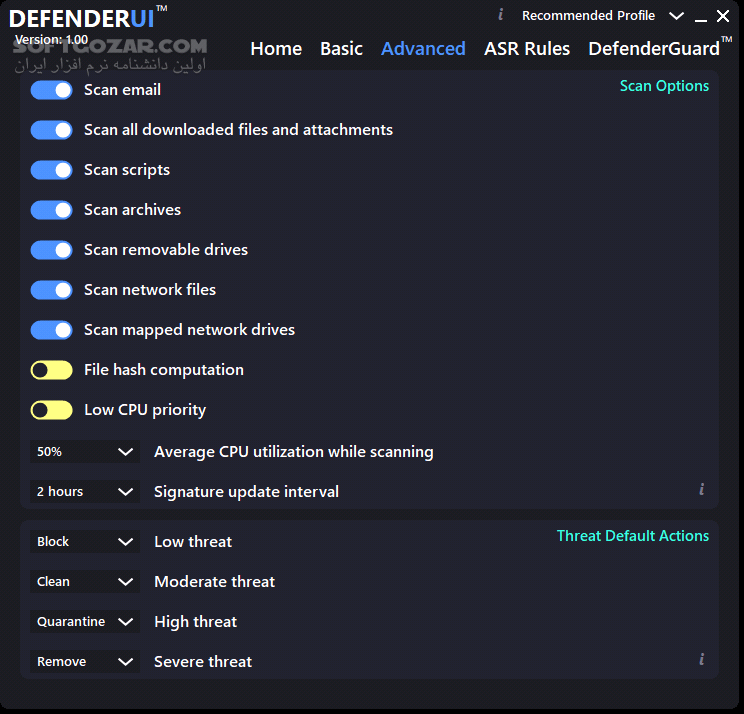 دانلود DefenderUI 1.22 DefenderUI 1.22 - دانلود افزایش کارایی ویندوز دیفندر - سافت گذر