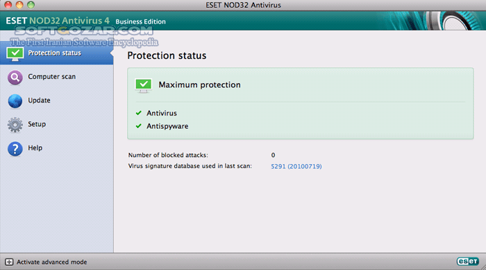 دانلود ESET NOD32 Antivirus 4.1.100.2 Business Edition for Mac OS X Retail - دانلود نود 32 آنتی ویروس 4 - سافت گذر
