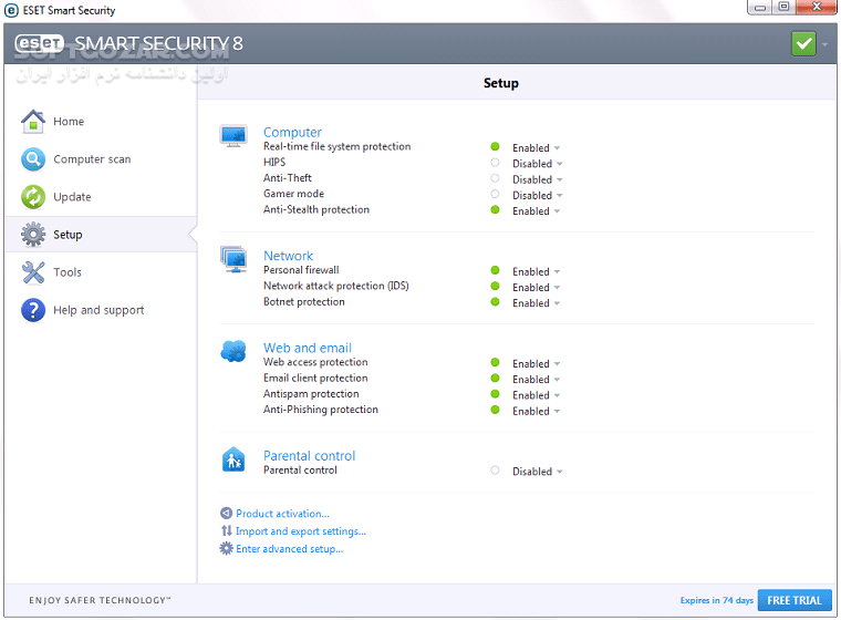 دانلود ESET Smart Security 8.0.319.0 x86/x64 + (Update 12000) 2015-07-27 - دانلود نود 32 اسمارت سکوریتی 8 - سافت گذر