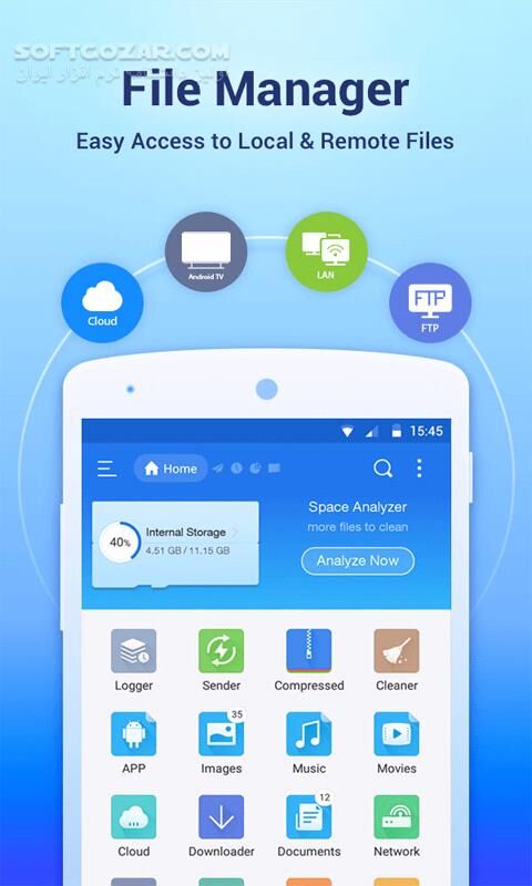 دانلود ES File Explorer 4.4.3.3 + Mod + Mod Lite for Android +4.4 - دانلود فایل منیجر ای اس برای اندروید - سافت گذر