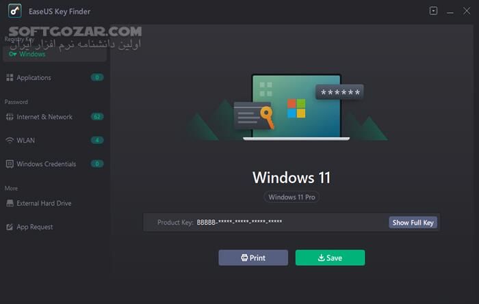 دانلود EaseUS Key Finder Pro 4.1.6 - دانلود اسکن و بازیابی رمزهای عبور - سافت گذر