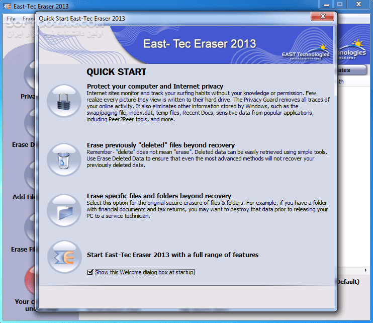 دانلود East-Tec Eraser 13.3.0.9257 - دانلود حذف فایل‌ ها و اطلاعات - سافت گذر
