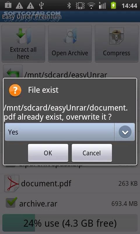 دانلود Easy Unrar Unzip & zip premium 4.1 for Android +2.2 - دانلود فشرده سازی و بازکردن آسان فایلهای فشرده برای اندروید - سافت گذر