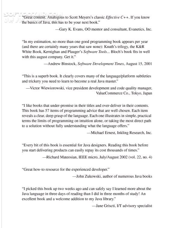 دانلود Effective Java (2nd Edition) - دانلود کتاب آموزش جاوا - سافت گذر