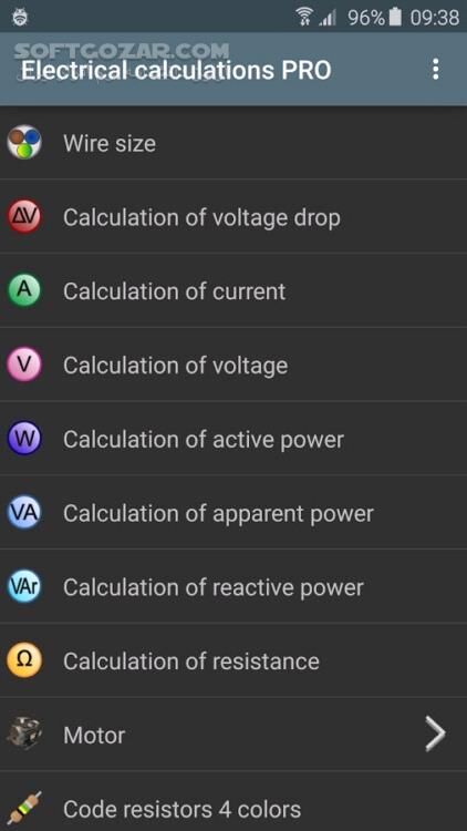 دانلود Electrical calculations Pro 7.10.1 For Android +2.3 - دانلود ماشین حساب رشته برق برای اندروید - سافت گذر
