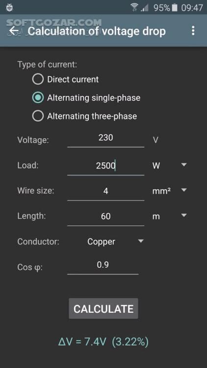 دانلود Electrical calculations Pro 7.10.1 For Android +2.3 - دانلود ماشین حساب رشته برق برای اندروید - سافت گذر