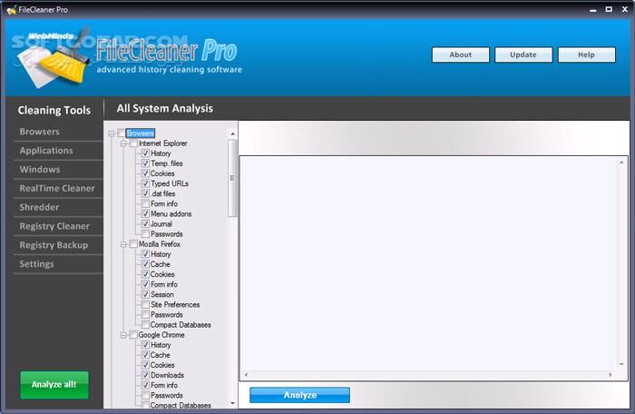 دانلود WebMinds FileCleaner Pro 6.0.0 Build 352 - دانلود پاکسازی سیستم - سافت گذر