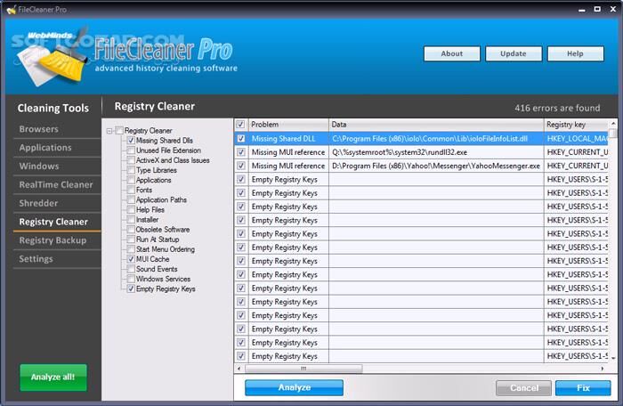 دانلود WebMinds FileCleaner Pro 6.0.0 Build 352 - دانلود پاکسازی سیستم - سافت گذر