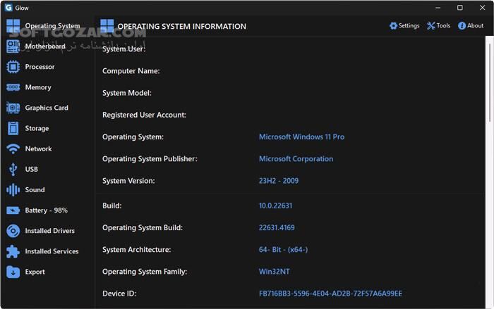 دانلود Glow 25.16 - دانلود نمایش اطلاعات سیستم - سافت گذر