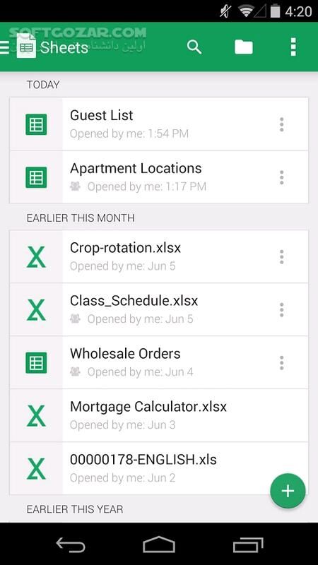 دانلود Google Sheets 1.25.481.02.90 For Android +8.0 - دانلود گوگل شیتز برای اندروید - سافت گذر