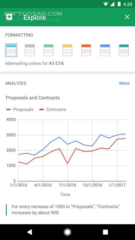 دانلود Google Sheets 1.25.481.02.90 For Android +8.0 - دانلود گوگل شیتز برای اندروید - سافت گذر