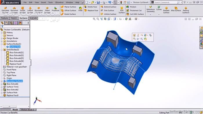 دانلود InfiniteSkills - SolidWorks - Surfacing Fundamentals Training Video - دانلود فیلم آموزش سالیدوُرکس – مهارت‌های بنیادی طراحی سطوح  - سافت گذر