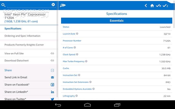 دانلود Intel ARK 2.1.2 for Android +2.3 - دانلود اطلاعات Cpu های اینتل برای اندروید - سافت گذر
