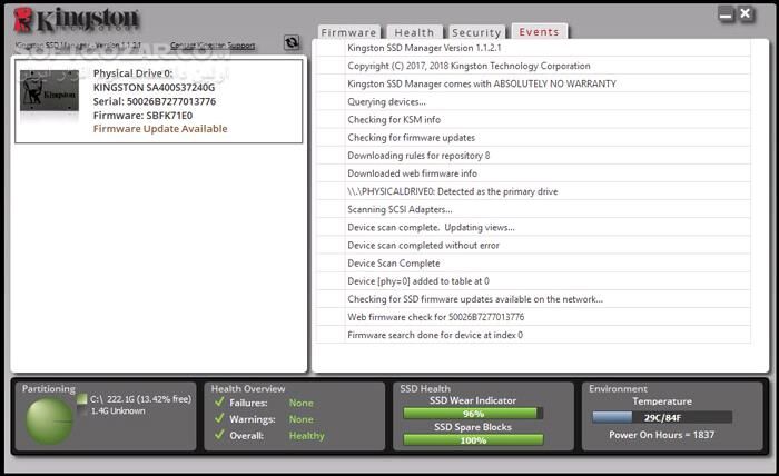 دانلود Kingston SSD Manager 1.5.6.0 - دانلود مدیریت درایوهای اس اس دی - سافت گذر