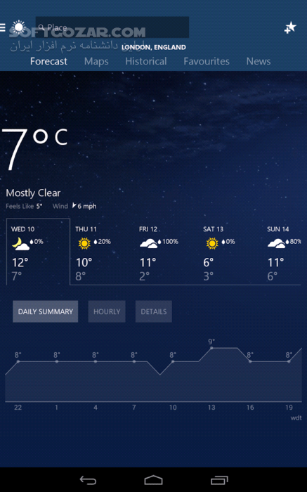 دانلود MSN Weather 1.2.0 for Android +4.1 - دانلود برنامه قدرتمند پیش بینی آب و هوا MSN برای اندروید برای اندروید - سافت گذر