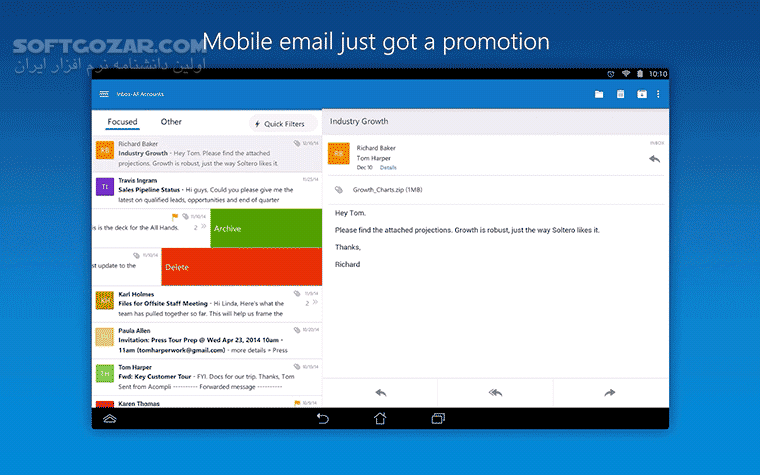 دانلود Microsoft Outlook 5.2546.1 for Android +9.0 - دانلود مایکروسافت اوت لوک اندروید برای اندروید - سافت گذر