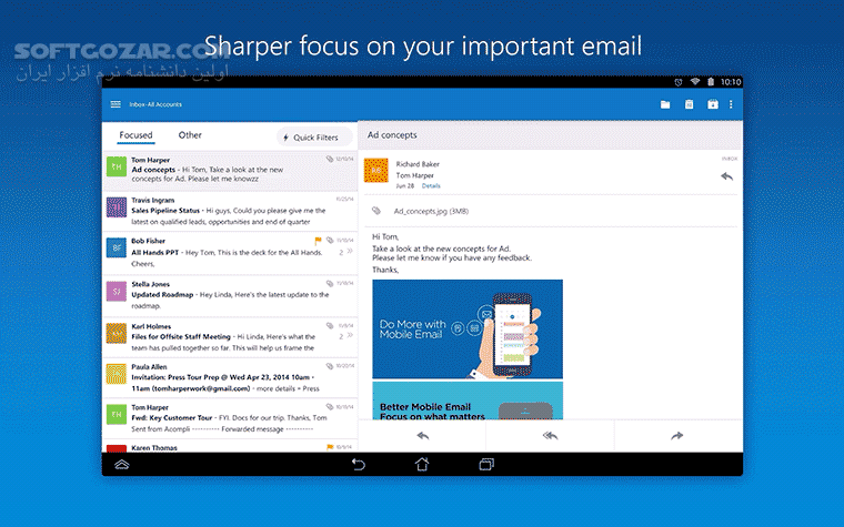 دانلود Microsoft Outlook 5.2546.1 for Android +9.0 - دانلود مایکروسافت اوت لوک اندروید برای اندروید - سافت گذر