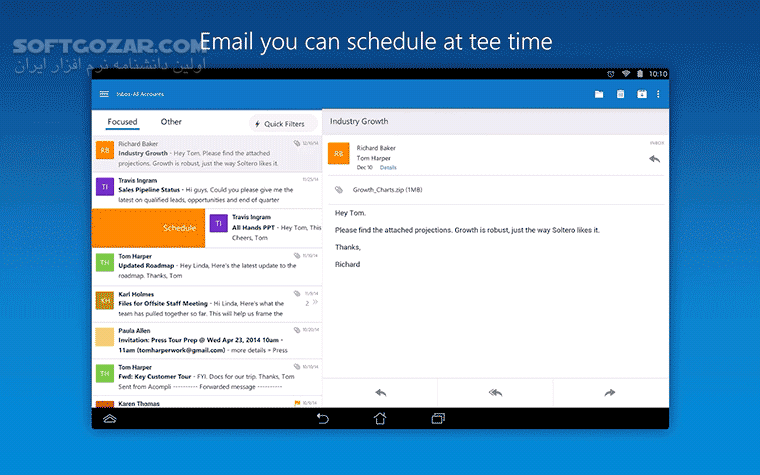 دانلود Microsoft Outlook 5.2546.1 for Android +9.0 - دانلود مایکروسافت اوت لوک اندروید برای اندروید - سافت گذر