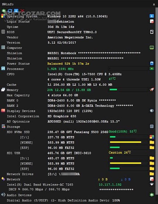 دانلود NWinfo 1.5.0 - دانلود نمایش مشخصات سیستم - سافت گذر