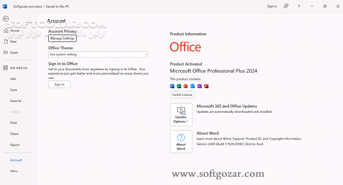 دانلود Office 2024 Pro Plus 2511 Build 19426.20170 Retail December 2025 - دانلود آفیس 2024 - سافت گذر