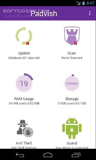 دانلود ضدویروس پادویش نسخه 1.4.720.823 برای اندروید 2.3+ - دانلود آنتی ویروس قدرتمند و ایرانی پادویش برای اندروید - سافت گذر