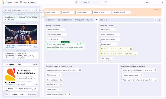 دانلود PasteBar 0.7.0 - دانلود مدیریت کلیپ بورد ویندوز - سافت گذر