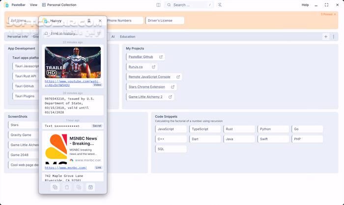 دانلود PasteBar 0.7.0 - دانلود مدیریت کلیپ بورد ویندوز - سافت گذر
