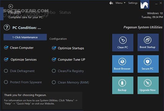 دانلود Pegasun System Utilities 8.4 Multilingual - دانلود بهینه ساز ویندوز - سافت گذر