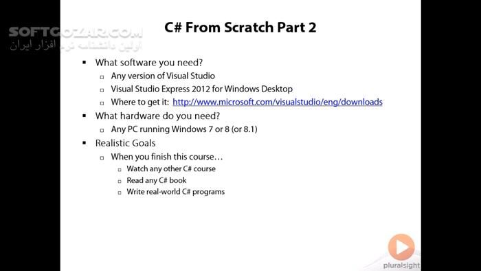 دانلود Pluralsight - C# From Scratch Part 1-2 - دانلود فیلم آموزش زبان برنامه‌ نویسی سی‌ شارپ - سافت گذر