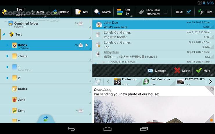 دانلود ProfiMail Go 4.30.01 for Android +2.3 - دانلود برنامه مدیریت ایمیل پروفیل میل برای اندروید - سافت گذر