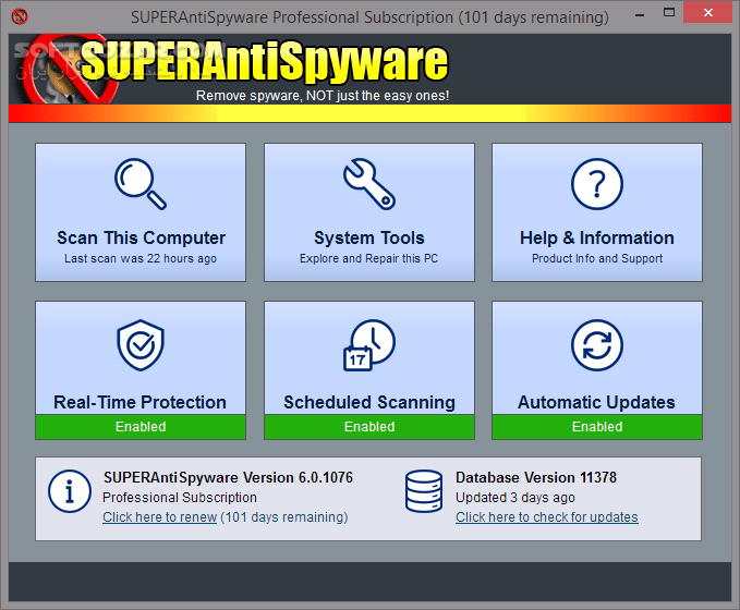 دانلود SUPERAntiSpyware Professional X 10.0.1280 + Offline Update - دانلود ضد جاسوس سوپر آنتی اسپایور - سافت گذر