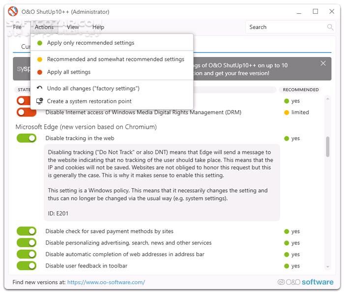 دانلود O&O ShutUp10++ 2.1.1015 - دانلود تنظیمات حریم خصوصی ویندوز 10 و 11 - سافت گذر