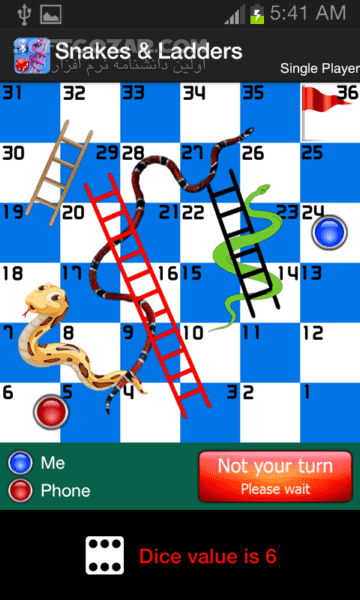 دانلود Snake & Ladders Bluetooth Game 2.3 for Android +2.1 - دانلود بازی محبوب و پر طرفدار مار و پله برای اندروید تحت شبکه بلوتوث برای اندروید - سافت گذر