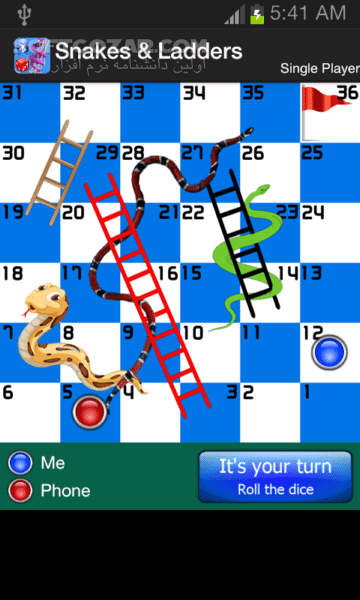 دانلود Snake & Ladders Bluetooth Game 2.3 for Android +2.1 - دانلود بازی محبوب و پر طرفدار مار و پله برای اندروید تحت شبکه بلوتوث برای اندروید - سافت گذر