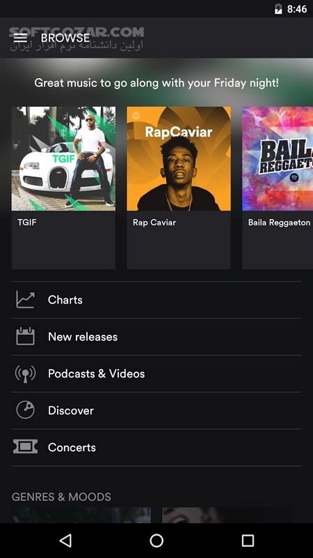 دانلود Spotify Music 9.1.2.1253 For Android +5.0 - دانلود اسپاتیفای برای اندروید - سافت گذر