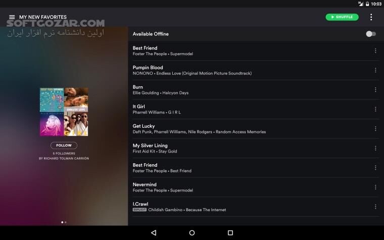 دانلود Spotify Music 9.1.2.1253 For Android +5.0 - دانلود اسپاتیفای برای اندروید - سافت گذر