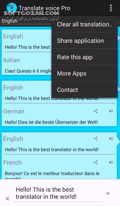 دانلود Translate Voice Pro 388.0 for Android +4.4 - دانلود مترجم صوتی برای اندروید - سافت گذر