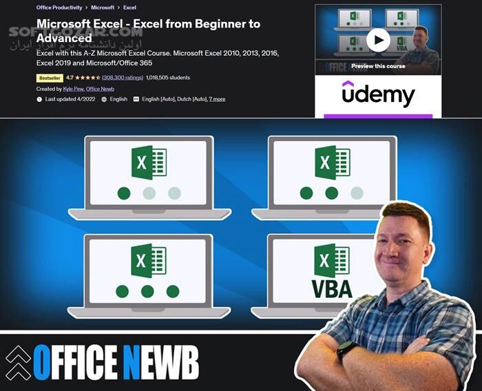 دانلود Udemy - Microsoft Excel - Excel from Beginner to Advanced - دانلود آموزش اکسل از مبتدی تا پیشرفته - سافت گذر